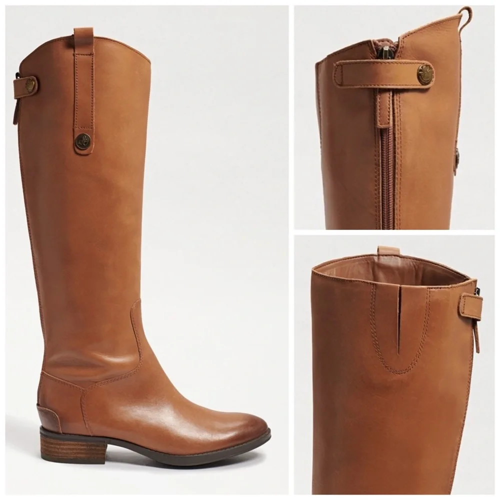 Sam Edelman Knee High Brown Whiskey Leather Penny Riding Boot Size. 9.5